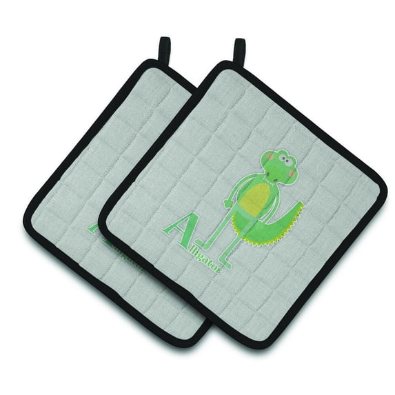 Alphabet A for Alligator Pair of Pot Holders