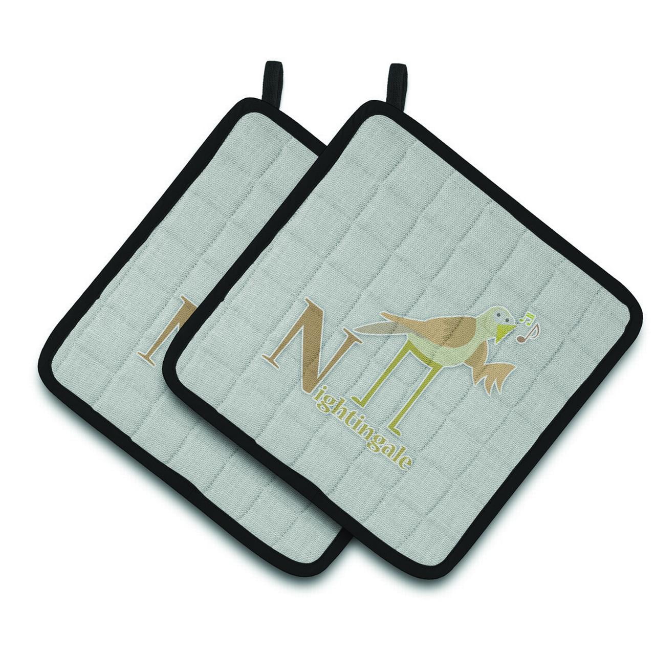 Caroline's Treasures Alphabet N for Nightingale Pair of Pot Holders