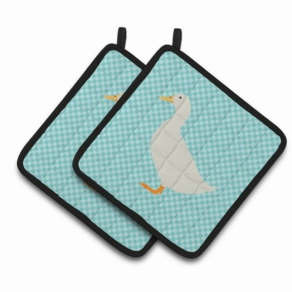 Caroline's Treasures American Pekin Duck Blue Check Pair of Pot Holders