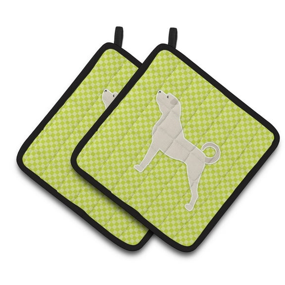 Caroline's Treasures Anatolian Shepherd Checkerboard Green Pair of Pot Holders
