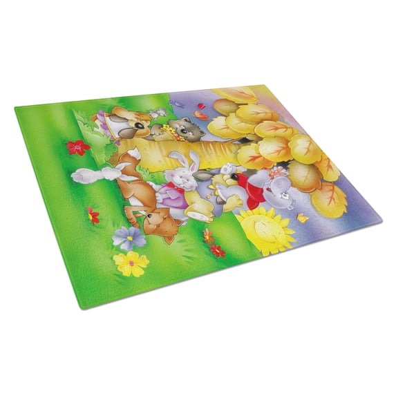 Caroline's Treasures Animals under the coconut tree Glass Cutting Board Large