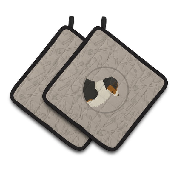 Caroline's Treasures Australian Shepherd In the Kitchen Pair of Pot Holders