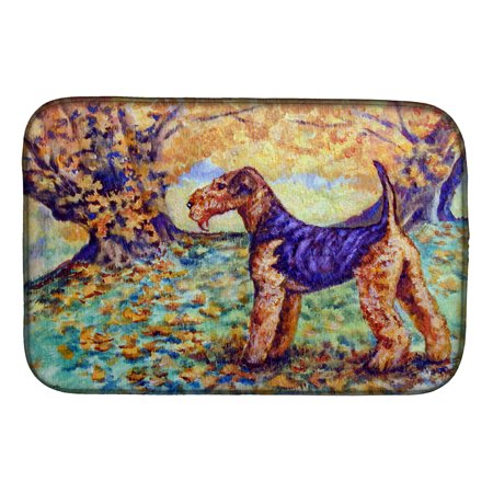 Caroline's Treasures Autumn Airedale Terrier Dish Drying Mat