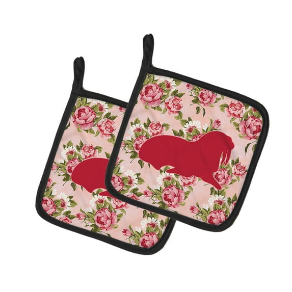Caroline's Treasures BB1017-RS-PK-PTHD Walrus Shabby Chic Pink Roses Pair of Pot Holders , 7.5HX7.5W, multicolor