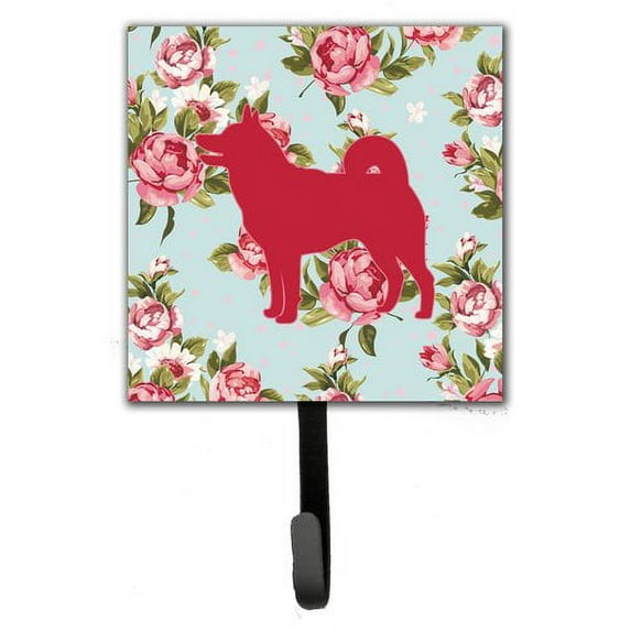 Caroline's Treasures BB1067-RS-BU-SH4 Shiba Inu Shabby Chic Blue Roses Leash or Key Holder, Blue, Single Hook, multicolor