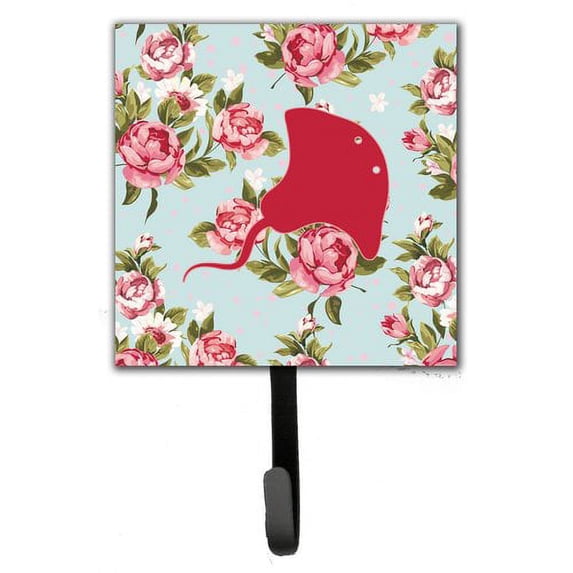 Caroline's Treasures BB1095-RS-BU-SH4 Stingray Shabby Chic Blue Roses Leash or Key Holder, Blue, Single Hook, multicolor