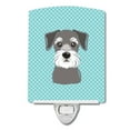 thumbnail image 1 of Caroline's Treasures BB1144CNL Checkerboard Blue Schnauzer Ceramic Night Light, 6x4x3", multicolor, 1 of 2