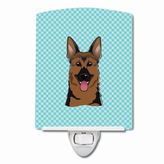 Caroline's Treasures BB1149CNL Checkerboard Blue German Shepherd Ceramic Night Light, 6x4x3", multicolor