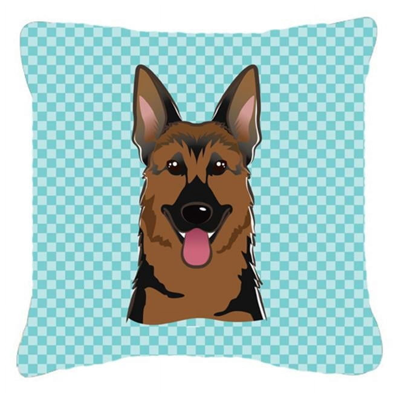 Caroline's Treasures BB1149PW1414 Checkerboard Blue German Shepherd Canvas Fabric Decorative Pillow , 14Hx14W,