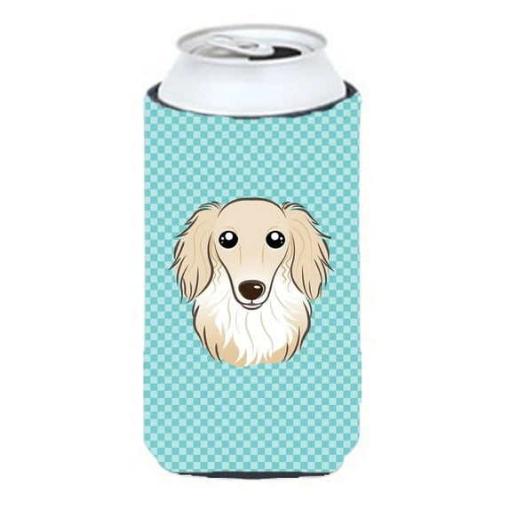 Caroline's Treasures BB1150TBC Checkerboard Blue Longhair Creme Dachshund Tall Boy Hugger, Tall Boy, multicolor