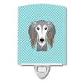 thumbnail image 1 of Caroline's Treasures BB1167CNL Checkerboard Blue Saluki Ceramic Night Light, 6x4x3", multicolor, 1 of 2