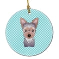 thumbnail image 1 of Caroline's Treasures BB1170CO1 Checkerboard Blue Yorkie Puppy Ceramic Ornament, 3 in, Multicolor, 1 of 2