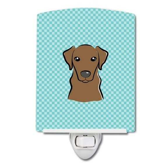 Caroline's Treasures BB1172CNL Checkerboard Blue Chocolate Labrador Ceramic Night Light, 6x4x3", multicolor