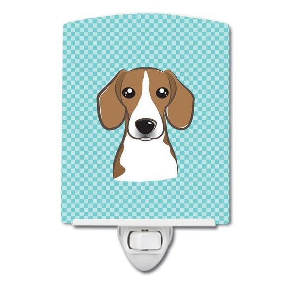 Caroline's Treasures BB1177CNL Checkerboard Blue Beagle Ceramic Night Light, 6x4x3", multicolor