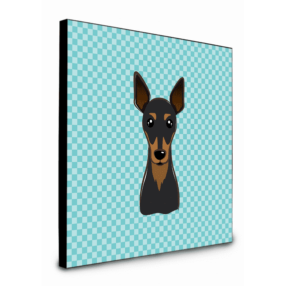 Caroline's Treasures BB1178UP88 Checkerboard Blue Min Pin Artwork Wall Panel, , multicolor