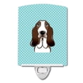 thumbnail image 1 of Caroline's Treasures BB1181CNL Checkerboard Blue Basset Hound Ceramic Night Light, 6x4x3", multicolor, 1 of 2