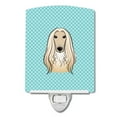 thumbnail image 1 of Caroline's Treasures BB1182CNL Checkerboard Blue Afghan Hound Ceramic Night Light, 6x4x3", multicolor, 1 of 2