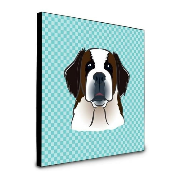 Caroline's Treasures BB1184UP88 Checkerboard Blue Saint Bernard Artwork Wall Panel, , multicolor