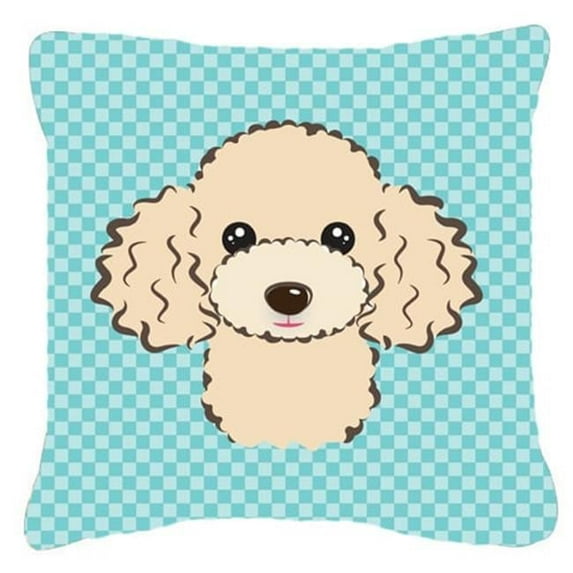 Caroline's Treasures BB1196PW1818 Checkerboard Blue Buff Poodle Canvas Fabric Decorative Pillow , 18H x18W, multicolor