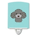 thumbnail image 1 of Caroline's Treasures BB1197CNL Checkerboard Blue Silver Gray Poodle Ceramic Night Light, 6x4x3", multicolor, 1 of 2