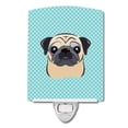 thumbnail image 1 of Caroline's Treasures BB1200CNL Checkerboard Blue Fawn Pug Ceramic Night Light, 6x4x3", multicolor, 1 of 2