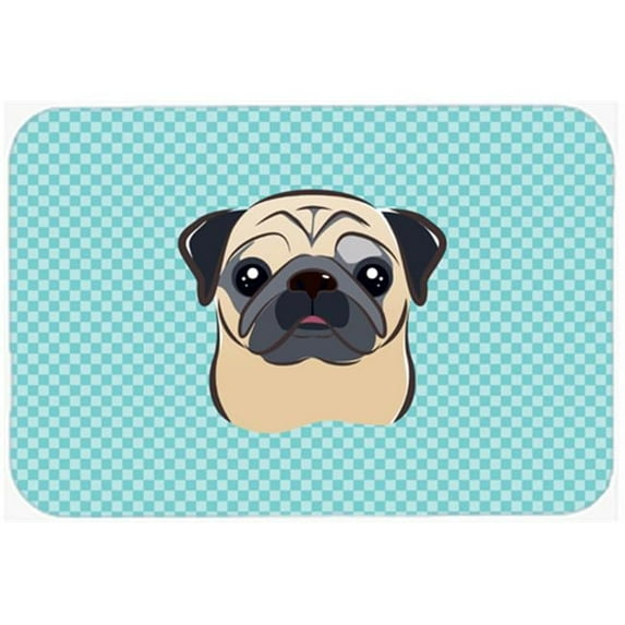Caroline's Treasures BB1200MP Checkerboard Blue Fawn Pug Mouse Pad, Hot Pad or Trivet, Large, multicolor
