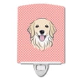 thumbnail image 1 of Caroline's Treasures BB1205CNL Checkerboard Pink Golden Retriever Ceramic Night Light, 6x4x3", multicolor, 1 of 2