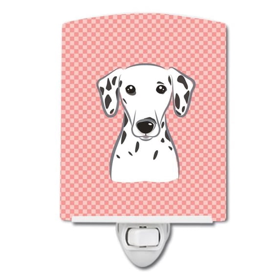 Caroline's Treasures BB1210CNL Checkerboard Pink Dalmatian Ceramic Night Light, 6x4x3", multicolor