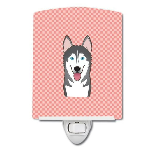 Caroline's Treasures BB1218CNL Checkerboard Pink Alaskan Malamute Ceramic Night Light, 6x4x3", multicolor
