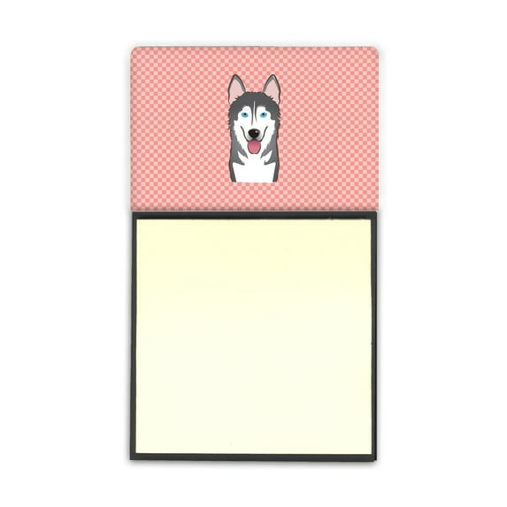 Caroline's Treasures BB1218SN Checkerboard Pink Alaskan Malamute Sticky Note Holder, Large, multicolor