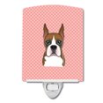 thumbnail image 1 of Caroline's Treasures BB1223CNL Checkerboard Pink Boxer Ceramic Night Light, 6x4x3", multicolor, 1 of 2