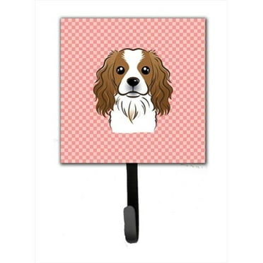 Caroline's Treasures BB1224SH4 Checkerboard Pink Cavalier Spaniel Leash or Key Holder, 7Hx4.25W, multicolor