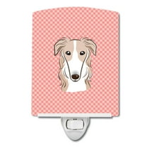 Caroline's Treasures BB1228CNL Checkerboard Pink Borzoi Ceramic Night Light, 6x4x3", multicolor