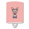 thumbnail image 1 of Caroline's Treasures BB1232CNL Checkerboard Pink Yorkie Puppy Ceramic Night Light, 6x4x3", multicolor, 1 of 2