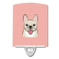 thumbnail image 1 of Caroline's Treasures BB1238CNL Checkerboard Pink French Bulldog Ceramic Night Light, 6x4x3", multicolor, 1 of 2