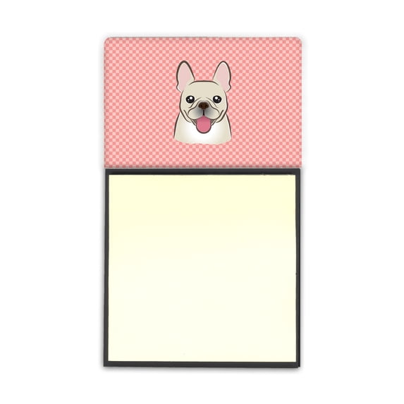 Caroline's Treasures BB1238SN Checkerboard Pink French Bulldog Sticky Note Holder, Large, multicolor