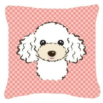 Caroline's Treasures BB1257PW1414 Checkerboard Pink White Poodle Canvas Fabric Decorative Pillow , 14Hx14W, multicolor