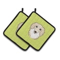 thumbnail image 1 of Caroline's Treasures BB1274PTHD Checkerboard Lime Green Longhair Creme Dachshund Pair of Pot Holders , 7.5HX7.5W,, 1 of 3