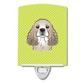 thumbnail image 1 of Caroline's Treasures BB1278CNL Checkerboard Lime Green Cocker Spaniel Ceramic Night Light, 6x4x3", multicolor, 1 of 2