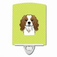 thumbnail image 1 of Caroline's Treasures BB1286CNL Checkerboard Lime Green Cavalier Spaniel Ceramic Night Light, 6x4x3", multicolor, 1 of 2
