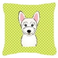 thumbnail image 1 of Caroline's Treasures BB1288PW1414 Checkerboard Lime Green Westie Canvas Fabric Decorative Pillow , 14Hx14W, multicolor, 1 of 4