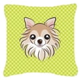 thumbnail image 1 of Caroline's Treasures BB1313PW1414 Checkerboard Lime Green Chihuahua Canvas Fabric Decorative Pillow , 14Hx14W,, 1 of 4