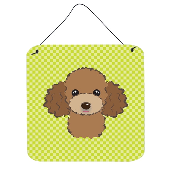Caroline's Treasures BB1318DS66 Checkerboard Lime Green Chocolate Brown Poodle Wall or Door Hanging Prints, 6x6,