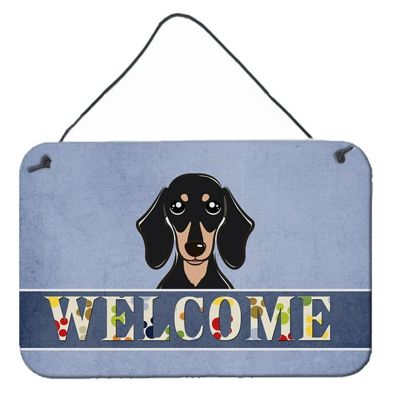 Caroline's Treasures BB1401DS812 Smooth Black and Tan Dachshund Welcome Wall or Door Hanging Prints , 8x12, multicolor