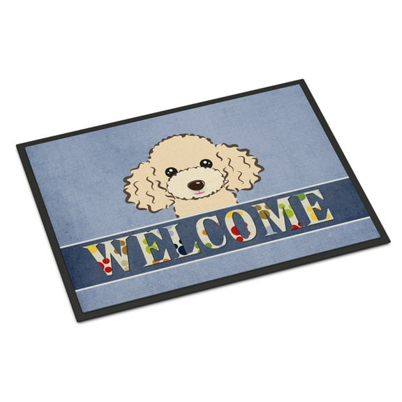 Caroline's Treasures BB1444MAT Buff Poodle Welcome Door Mat, Indoor Rug or Outdoor Welcome Mat 18x27 Doormat , 27"L x