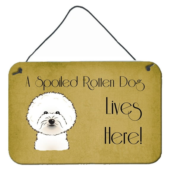 Caroline's Treasures BB1465DS812 Bichon Frise Spoiled Dog Lives Here Wall or Door Hanging Prints , 8x12, multicolor