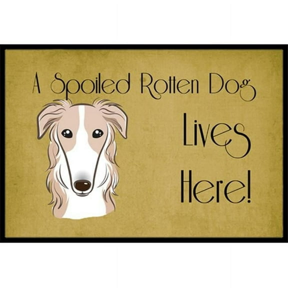 Caroline's Treasures BB1476JMAT Borzoi Spoiled Dog Lives Here Door Mat, Indoor Rug or Outdoor Welcome Mat 24x36 Doormat