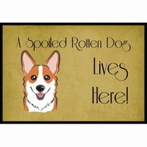 Caroline's Treasures BB1502JMAT Red Corgi Spoiled Dog Lives Here Door Mat, Indoor Rug or Outdoor Welcome Mat 24x36