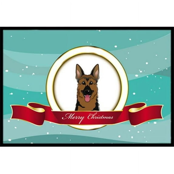 Caroline's Treasures BB1521MAT German Shepherd Merry Christmas Door Mat, Indoor Rug or Outdoor Welcome Mat 18x27 Doormat