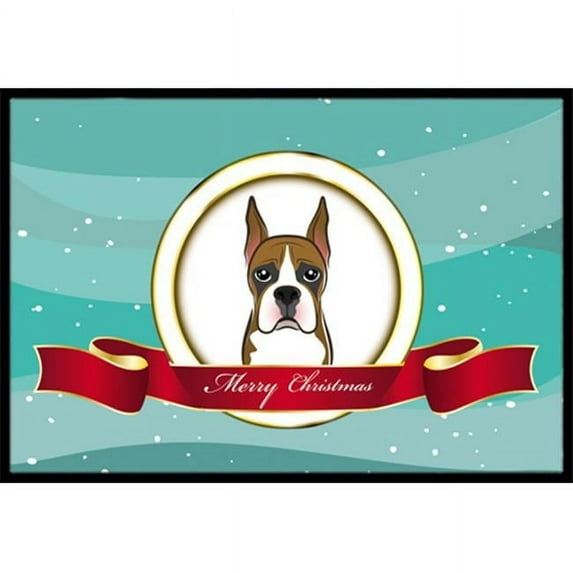 Caroline's Treasures BB1533JMAT Boxer Merry Christmas Door Mat, Indoor Rug or Outdoor Welcome Mat 24x36 Doormat , 36"L x